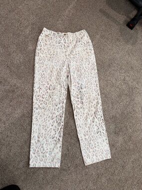 St. John’s Sport Leopard Print Straight Leg Pants - Ivory & Tan